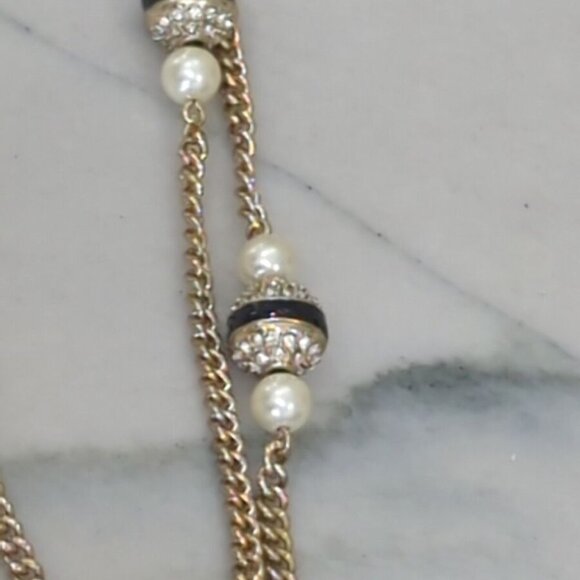 J.CREW FAUX PEARL RHINESTONE FIREBALL GOLD-TONE 38" NECKLACE - Picture 10 of 11